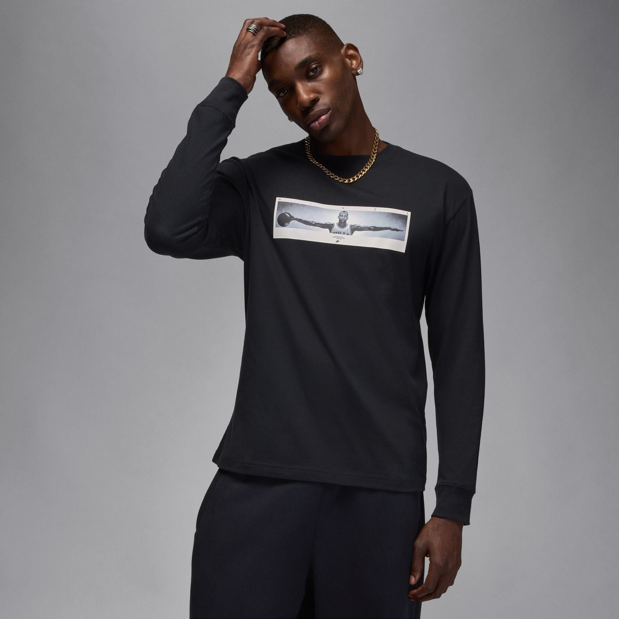 Air Jordan Mens Long Sleeve Crewneck - Black