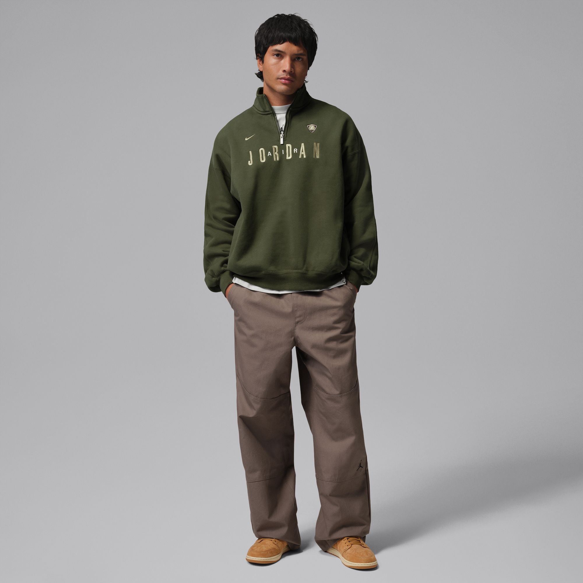 Air Jordan Mens Fleece 1/4 Zip - Cargo Khaki
