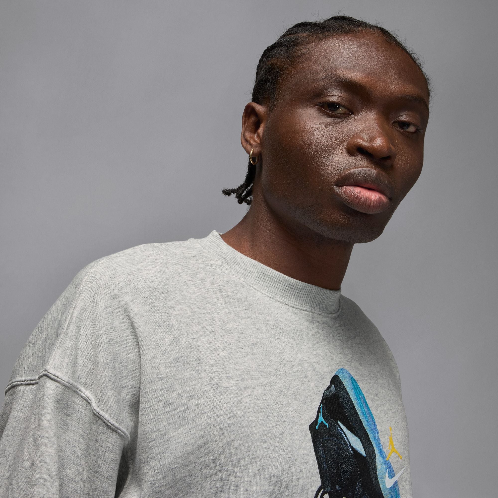 Air Jordan Mens Gamma Fleece Sweatshirt - Heather Grey