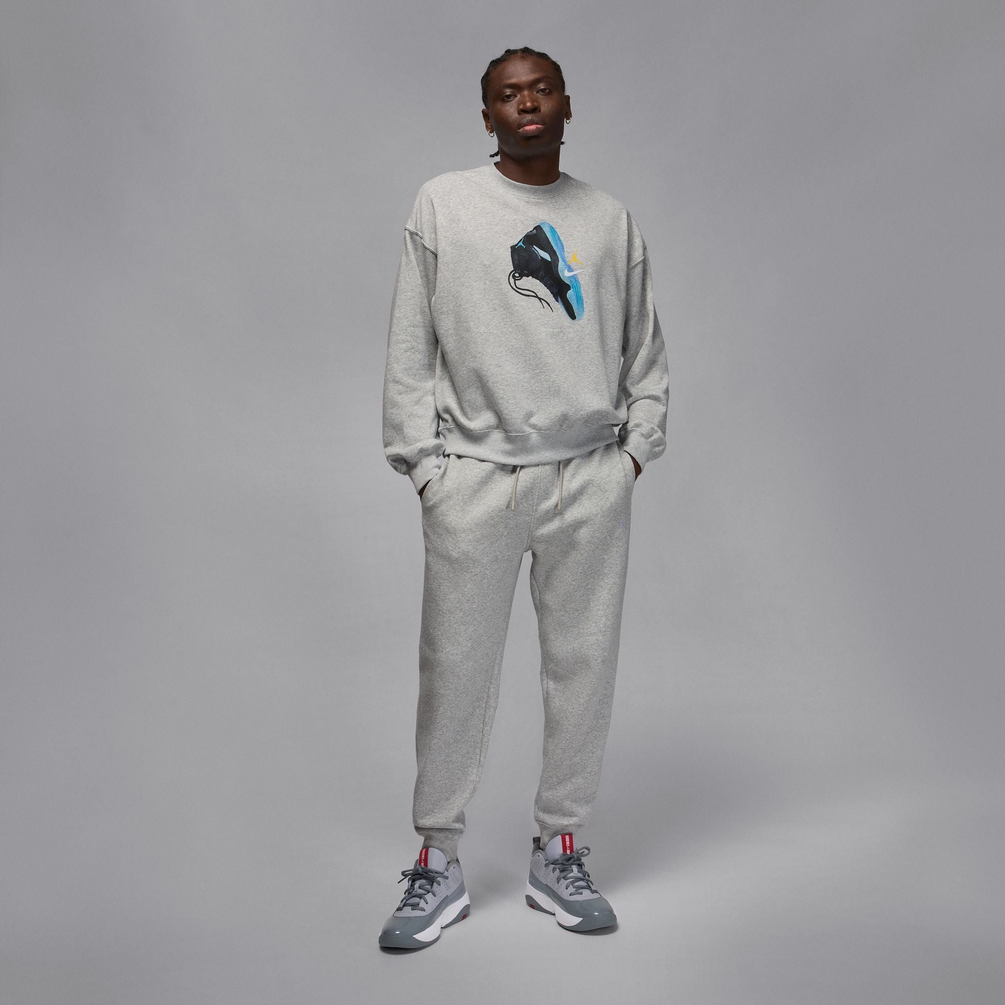 Air Jordan Mens Gamma Fleece Sweatshirt - Heather Grey