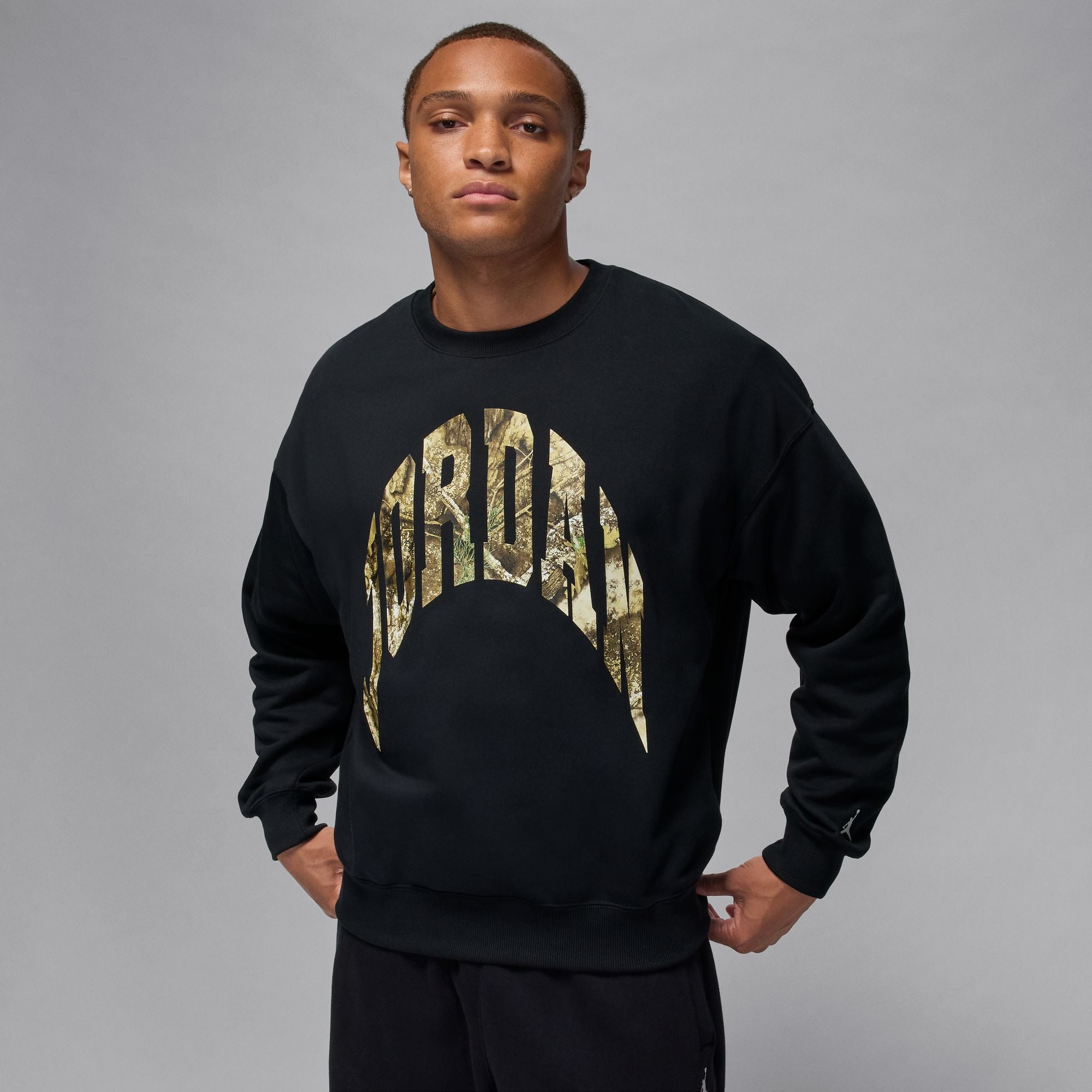 Air Jordan Mens French Terry Realtree Crewneck - Black