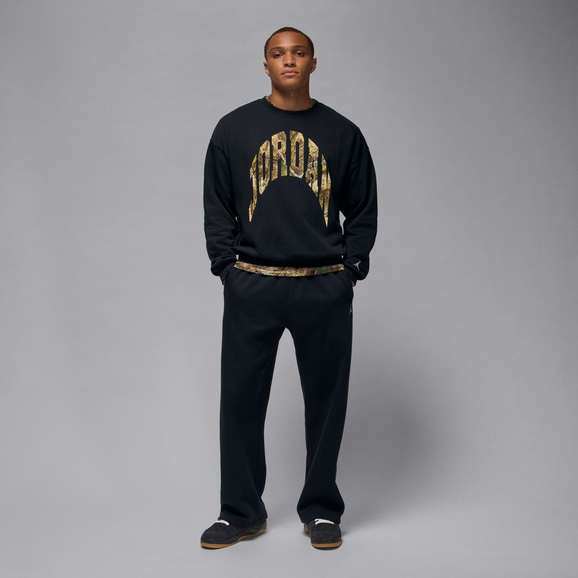 Air Jordan Mens French Terry Realtree Crewneck - Black