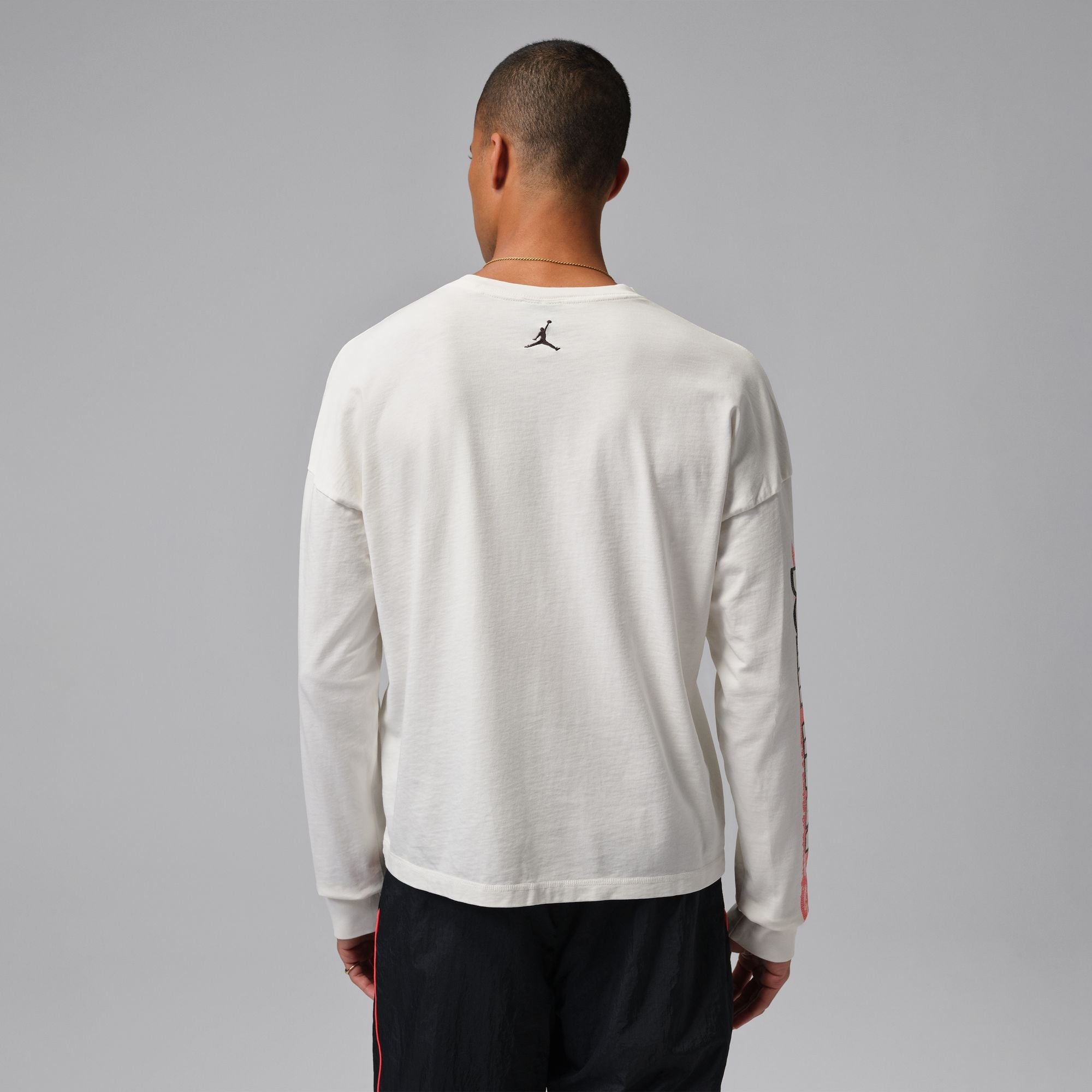 Air Jordan Mens Black Cat Long Sleeve - Cream